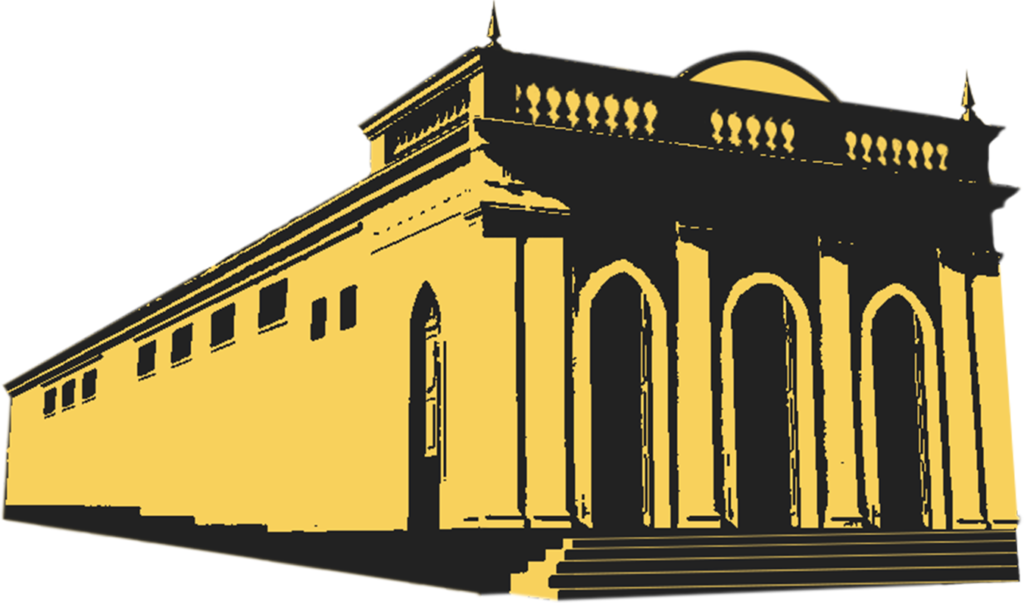 Desenho do cinema da cidade de Goiana pintada com as cores amarela e preto.